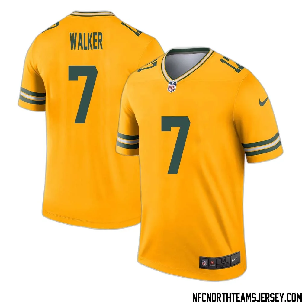 Quay Walker No 7 Davante Adams Green Bay Packers Inverted Legend Jersey Gold
