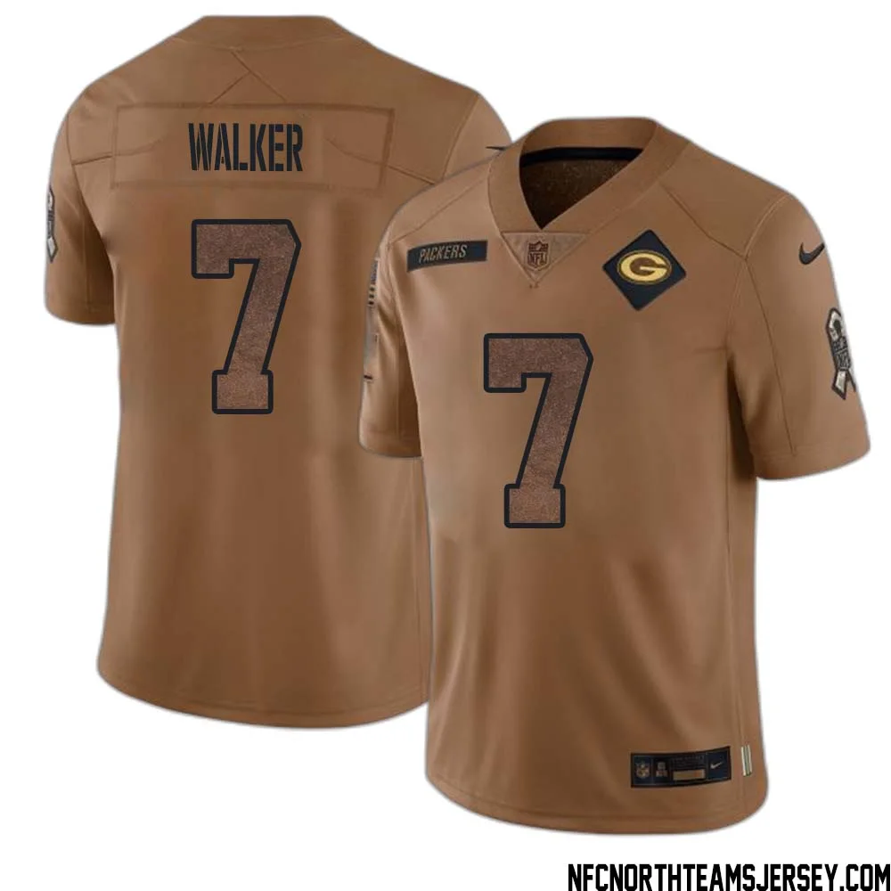 Quay Walker No 7 Green Bay Packers 2023 Salute To Service Limited Player Jersey Men Brown