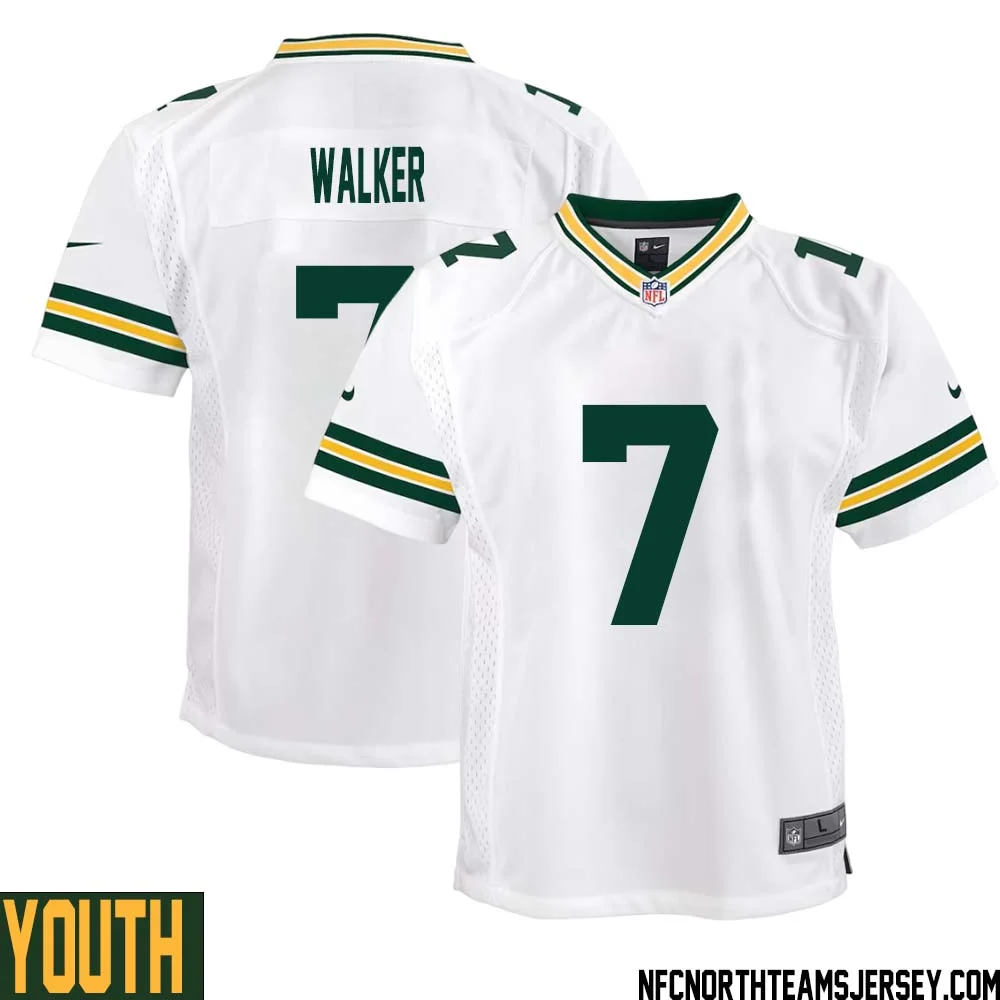 Quay Walker No 7 Green Bay Packers Away Game Jersey Youth White