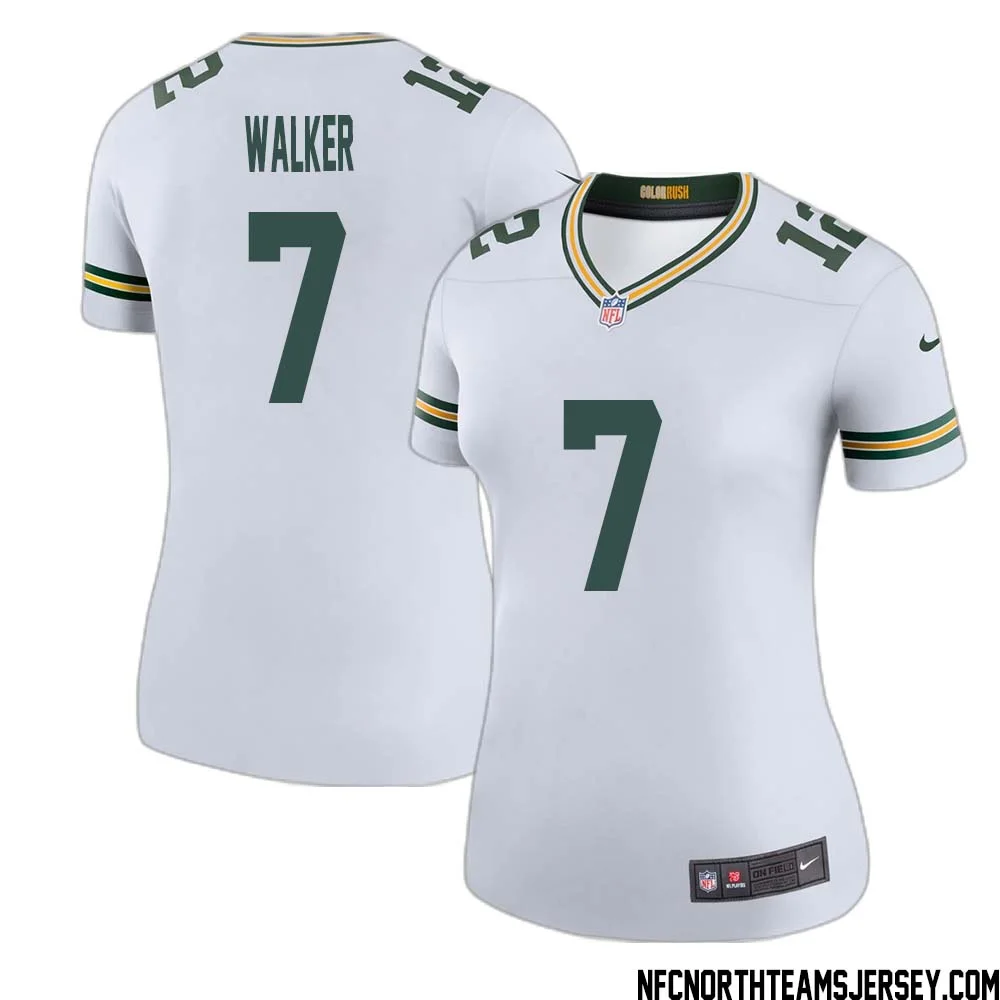 Quay Walker No 7 Green Bay Packers Color Rush Legend Jersey White Womens