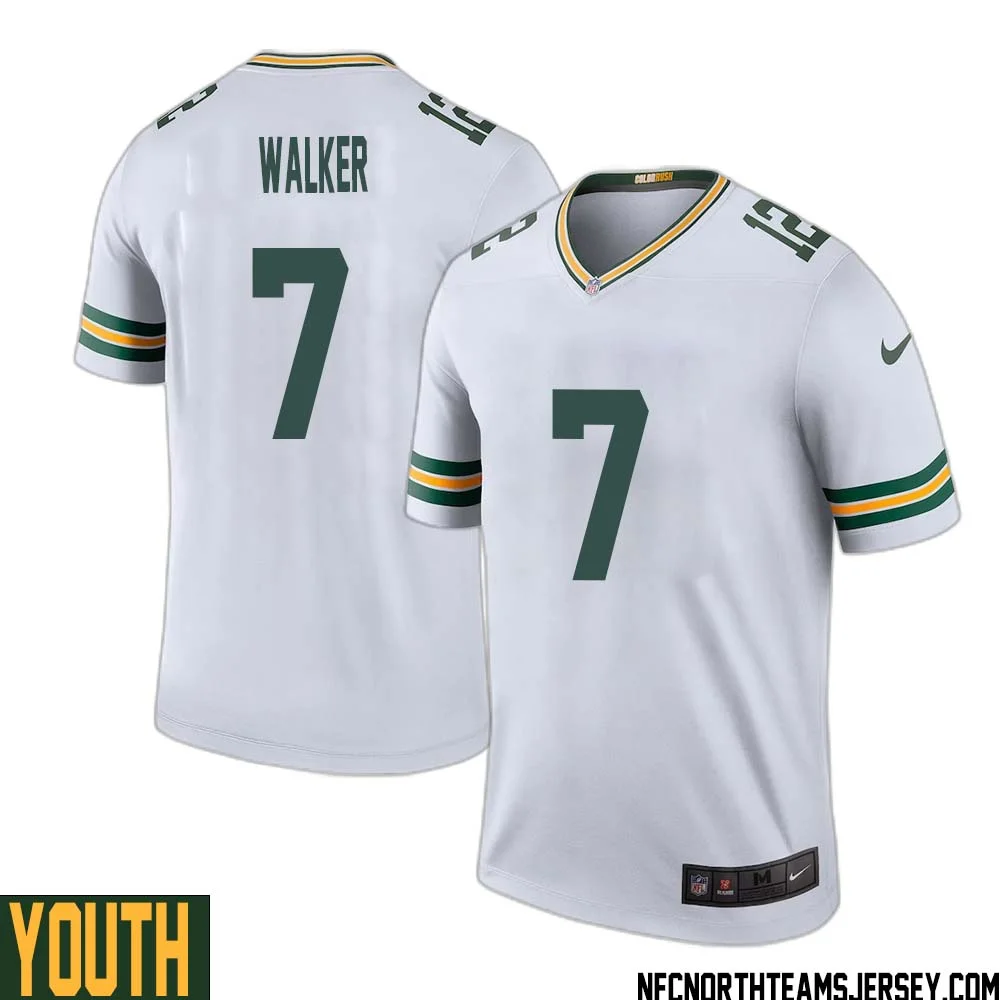 Quay Walker No 7 Green Bay Packers Color Rush Legend Jersey White Youth 1