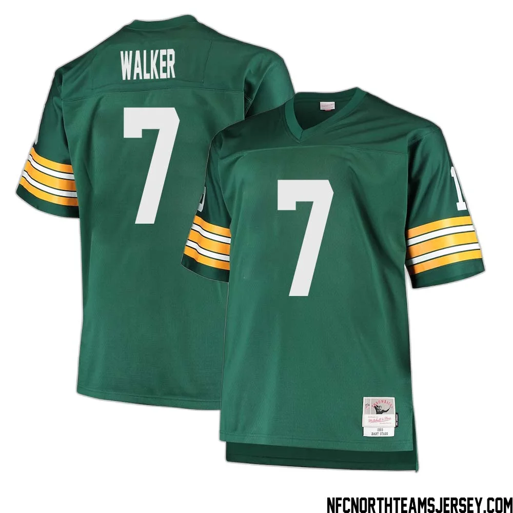 Quay Walker No 7 Green Bay Packers Mitchell Ness Big Tall 1968 Retired Player Replica Jersey Green