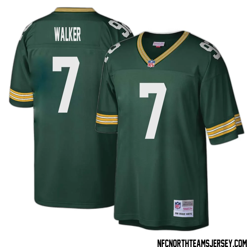 Quay Walker No 7 Green Bay Packers Mitchell Ness Big Tall 1996 Retired Player Replica Jersey Green 1