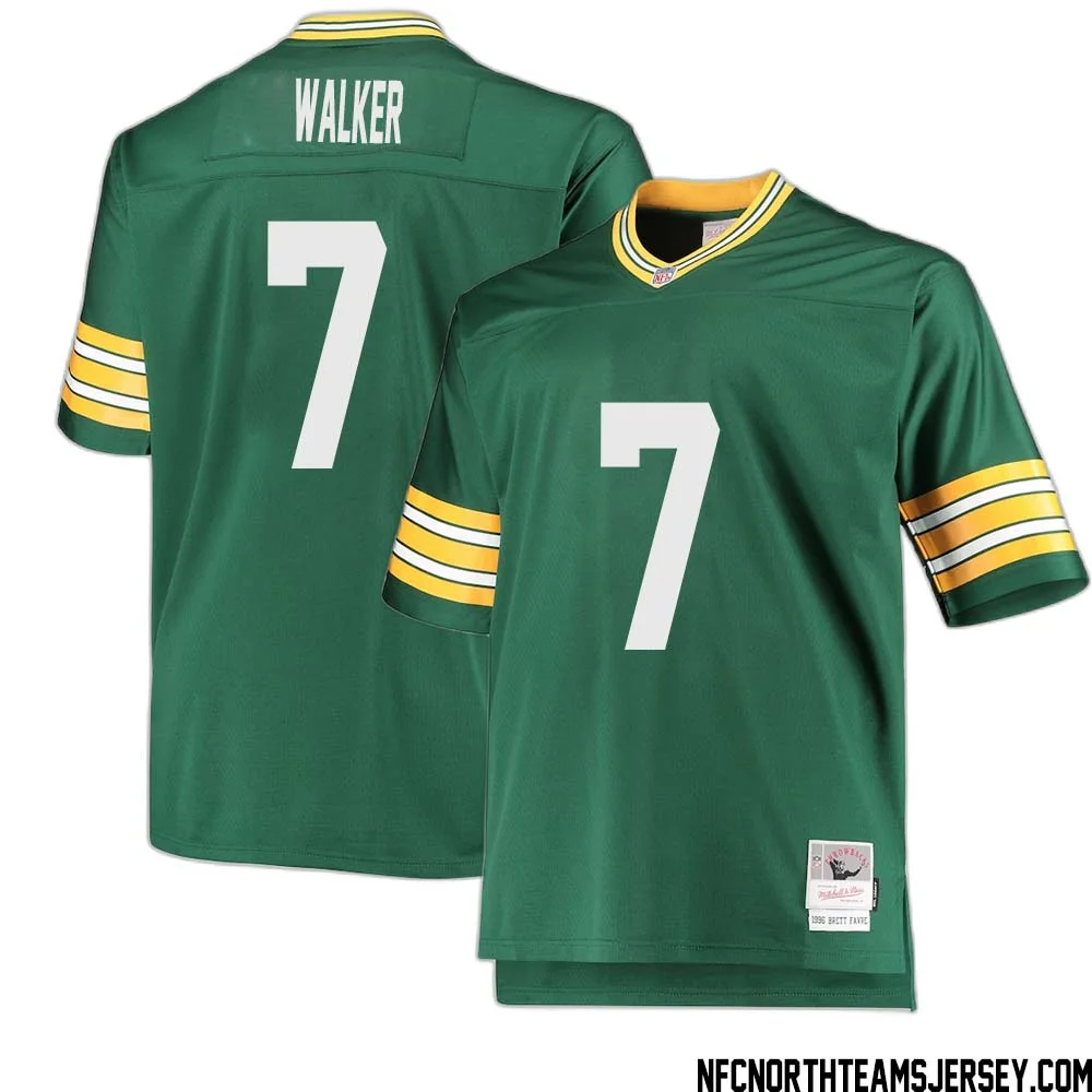Quay Walker No 7 Green Bay Packers Mitchell Ness Big Tall 1996 Retired Player Replica Jersey Green