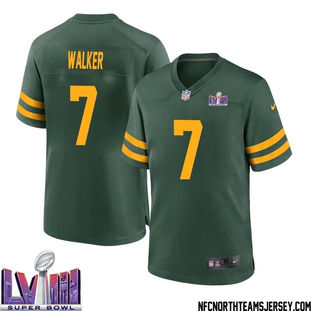 Quay Walker No 7 Green Bay Packers Super Bowl LVIII Alternate Green Jersey for Men