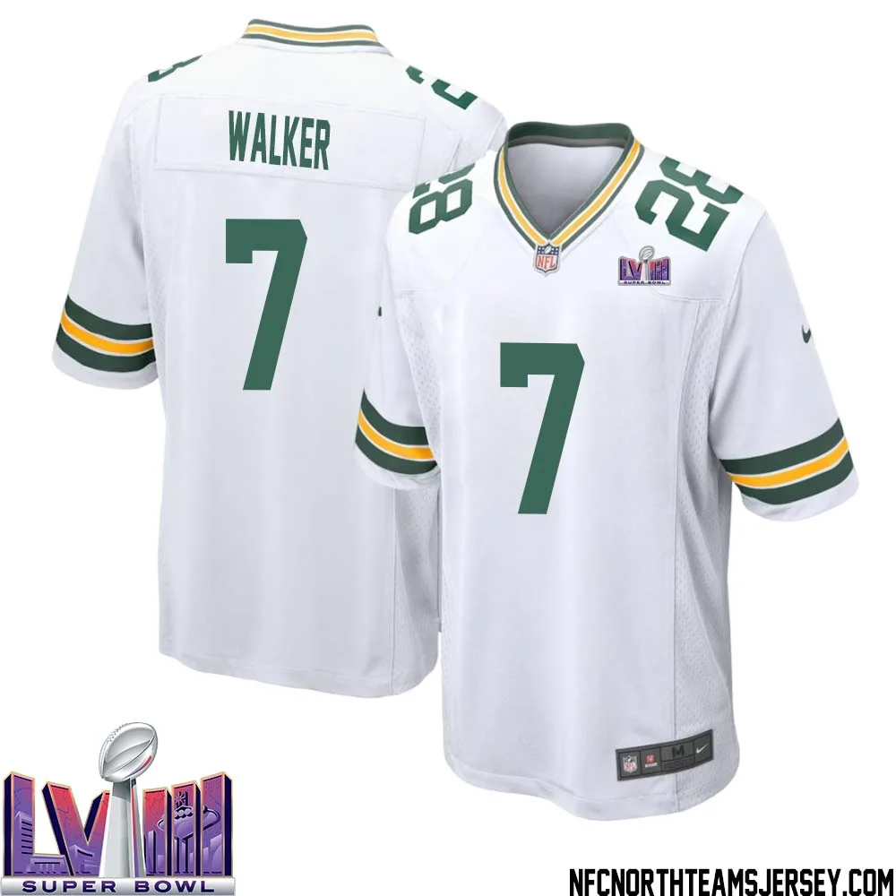 Quay Walker No 7 Green Bay Packers Super Bowl LVIII Away Game Jersey Mens White
