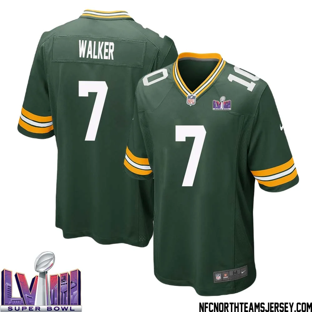 Quay Walker No 7 Green Bay Packers Super Bowl LVIII Home Game Jersey Mens