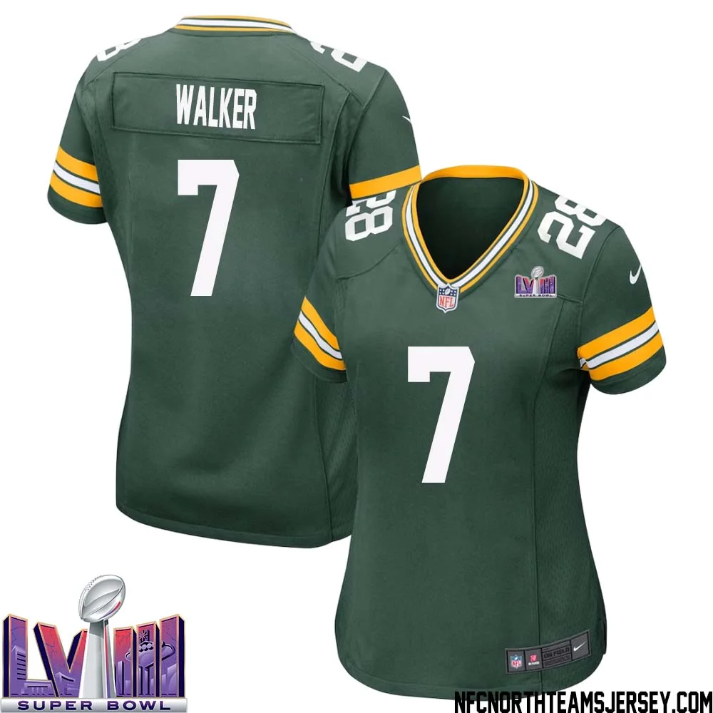 Quay Walker No 7 Green Bay Packers Super Bowl LVIII Home Game Jersey Womens 1