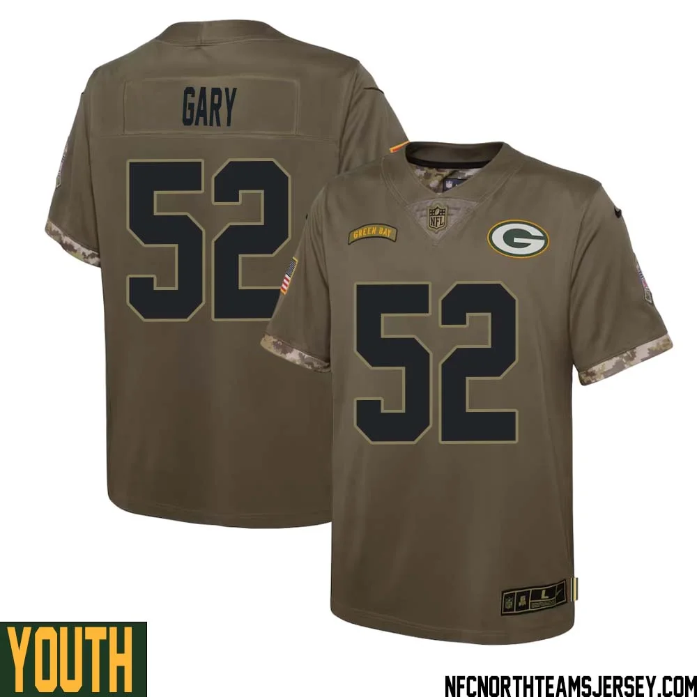 Rashan Gary No 52 Green Bay Packers 2022 Salute To Service Limited Player Jersey Youth