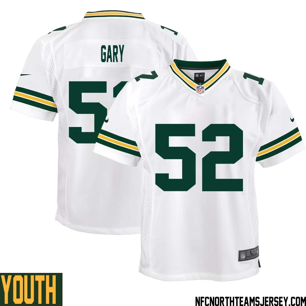 Rashan Gary No 52 Green Bay Packers Away Game Jersey Youth White 1