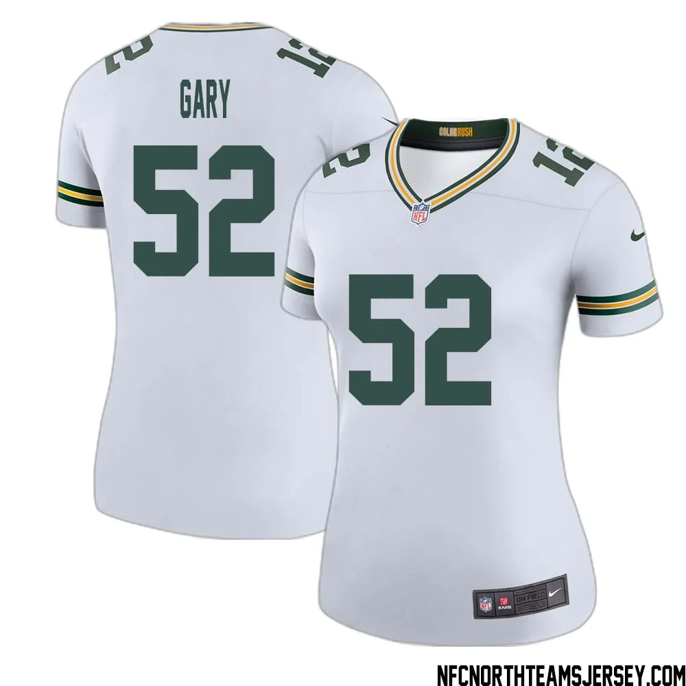 Rashan Gary No 52 Green Bay Packers Color Rush Legend Jersey White Womens