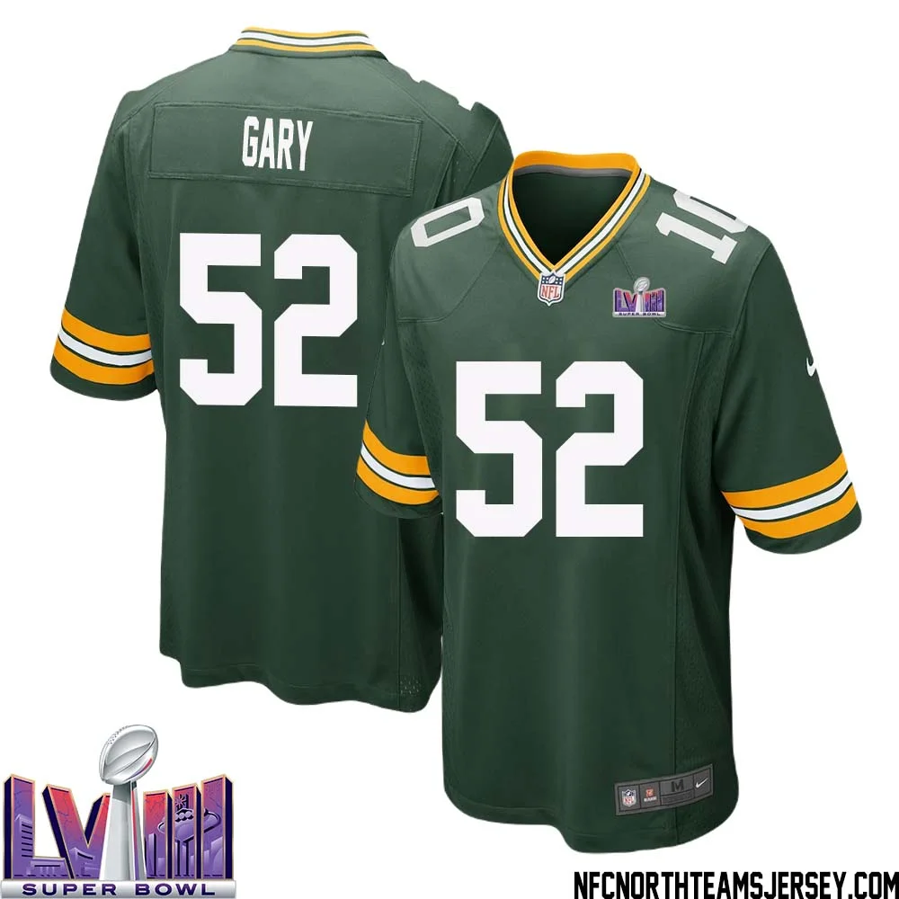 Rashan Gary No 52 Green Bay Packers Super Bowl LVIII Home Game Jersey Mens 1