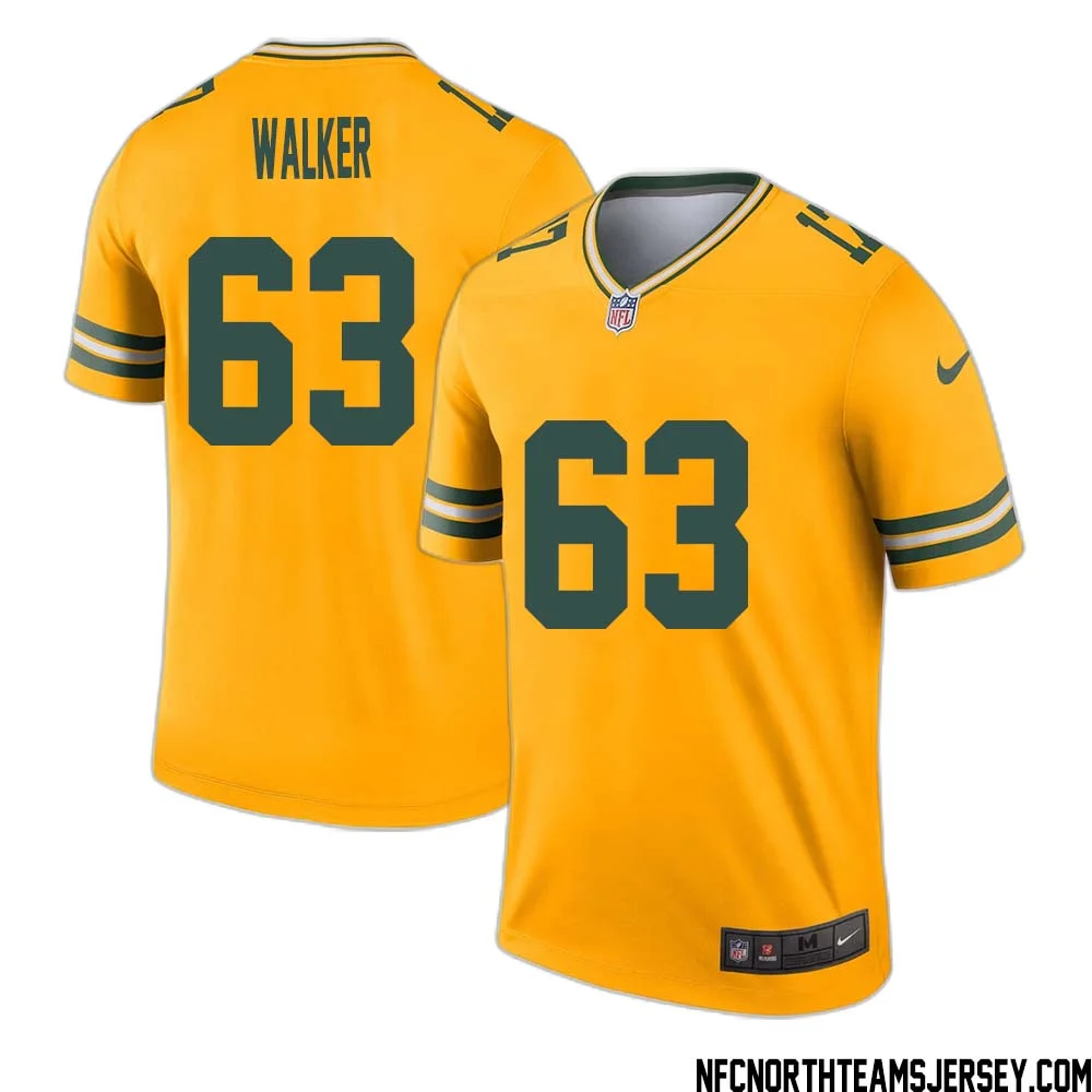 Rasheed Walker No 63 Davante Adams Green Bay Packers Inverted Legend Jersey Gold 1