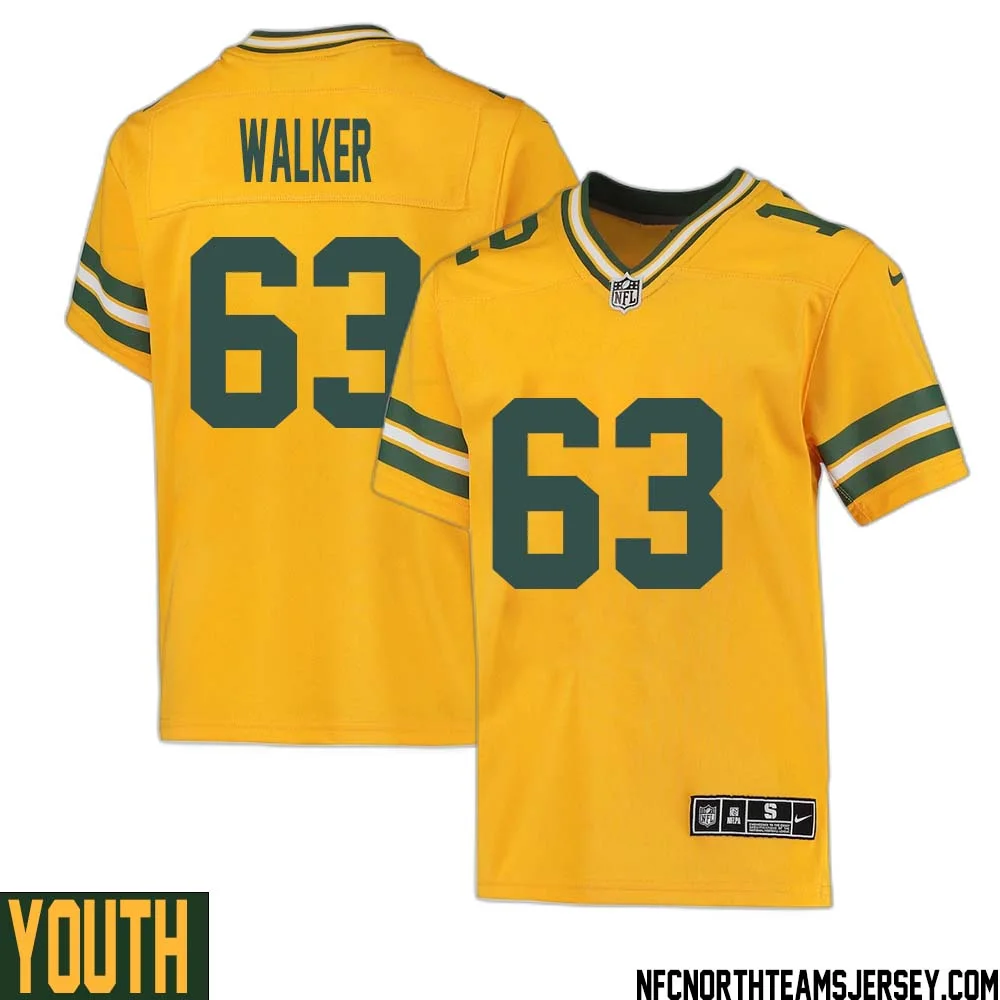Rasheed Walker No 63 Davante Adams Green Bay Packers Inverted Legend Jersey Gold Youth 1