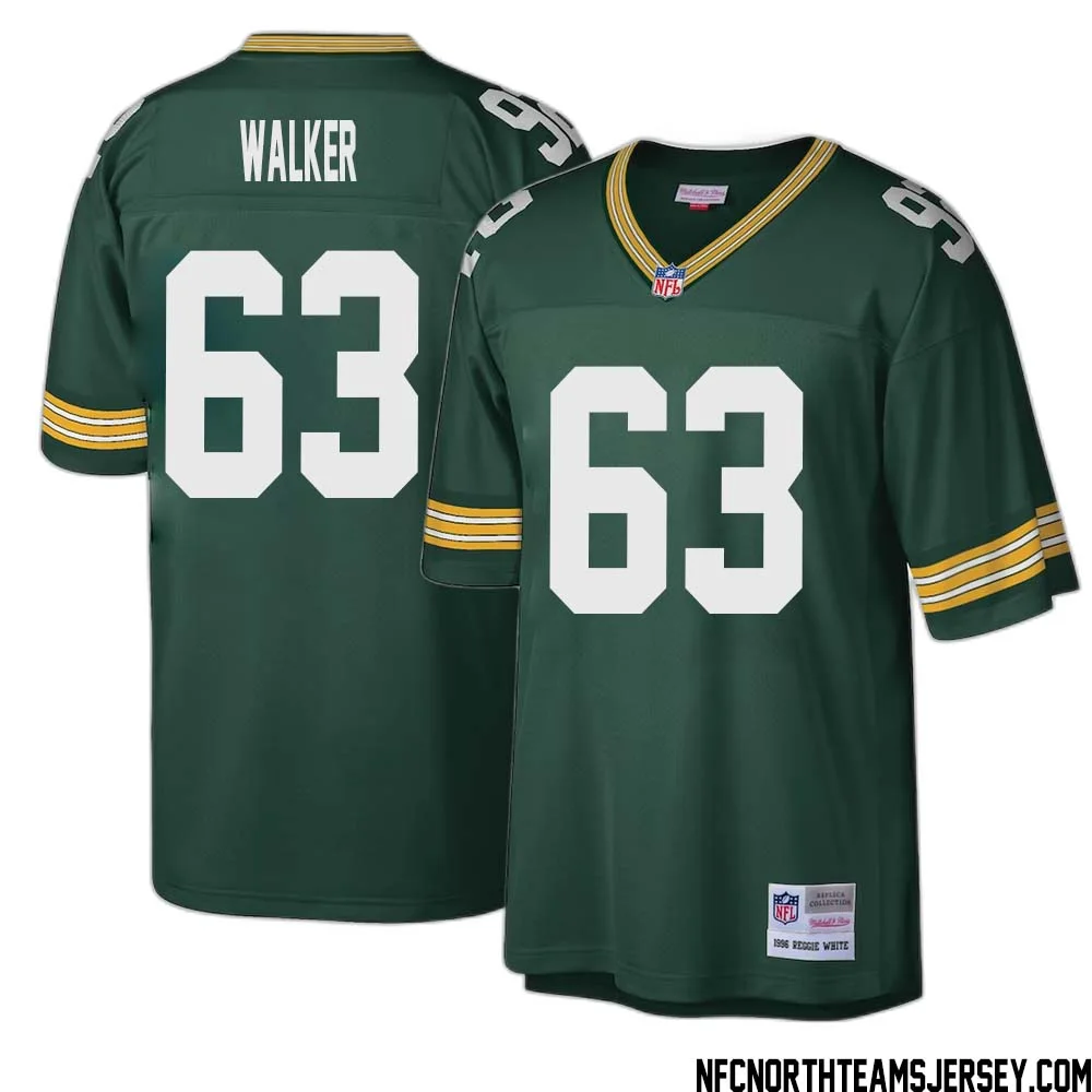 Rasheed Walker No 63 Green Bay Packers Mitchell Ness Big Tall 1996 Retired Player Replica Jersey Green 1