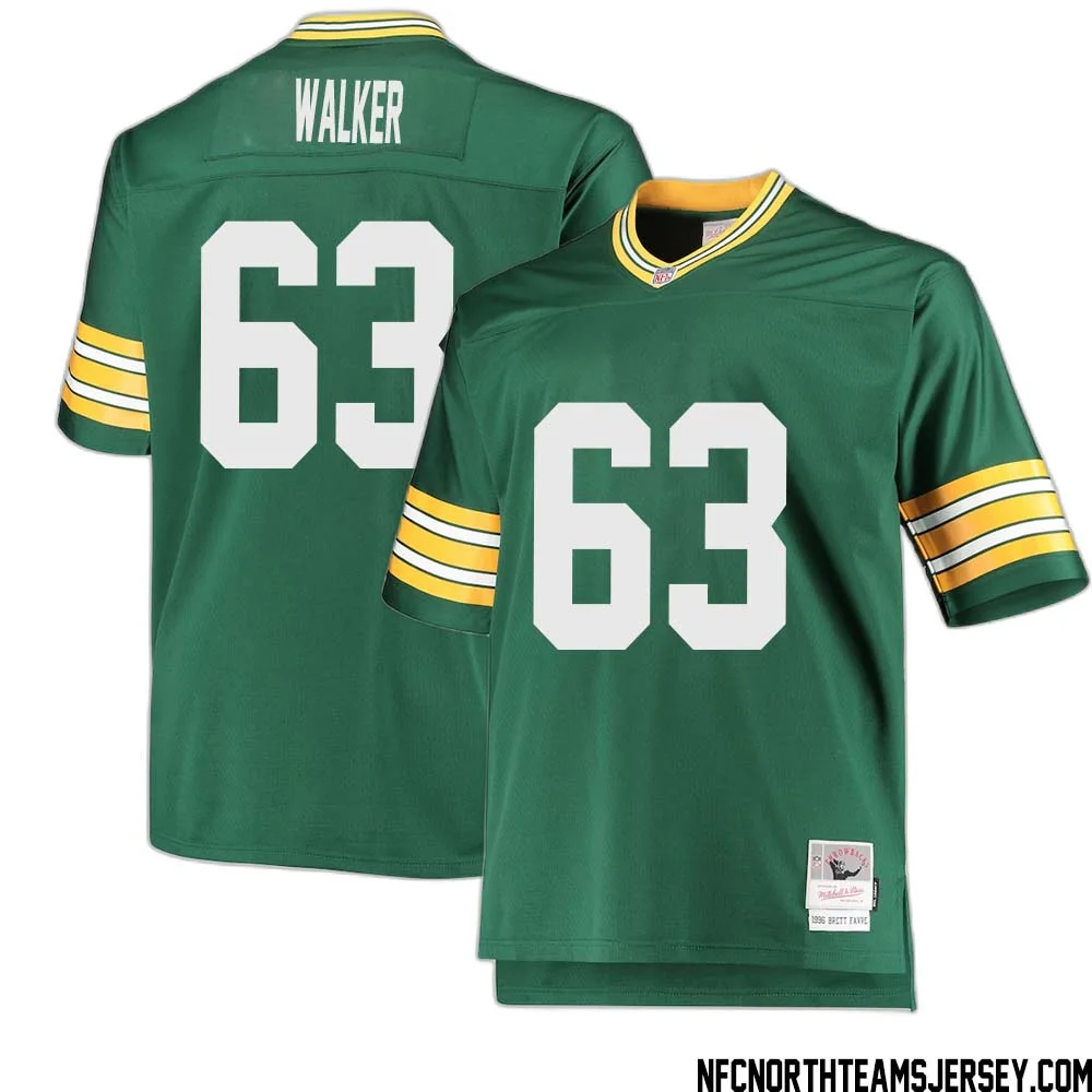 Rasheed Walker No 63 Green Bay Packers Mitchell Ness Big Tall 1996 Retired Player Replica Jersey Green