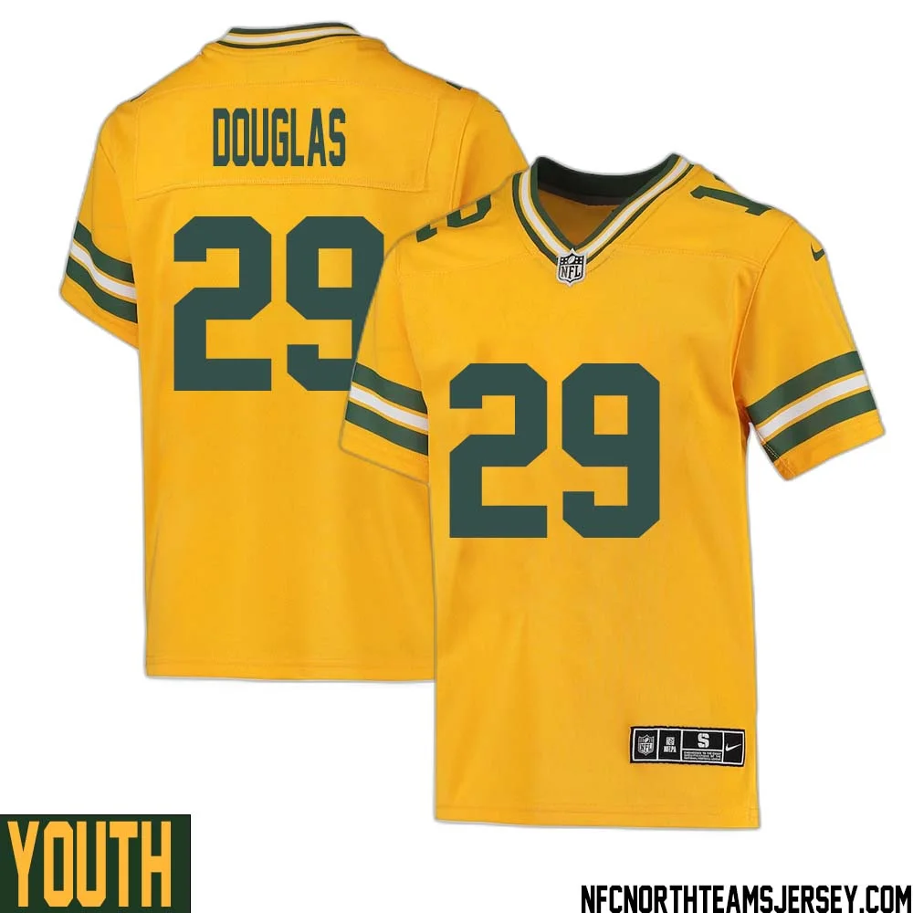 Rasul Douglas No 29 Davante Adams Green Bay Packers Inverted Legend Jersey Gold Youth 1