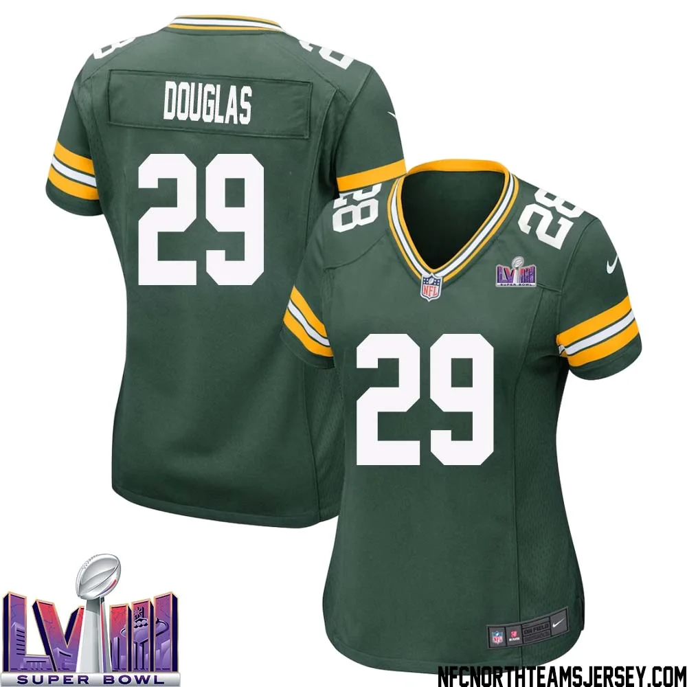 Rasul Douglas No 29 Green Bay Packers Super Bowl LVIII Home Game Jersey Womens