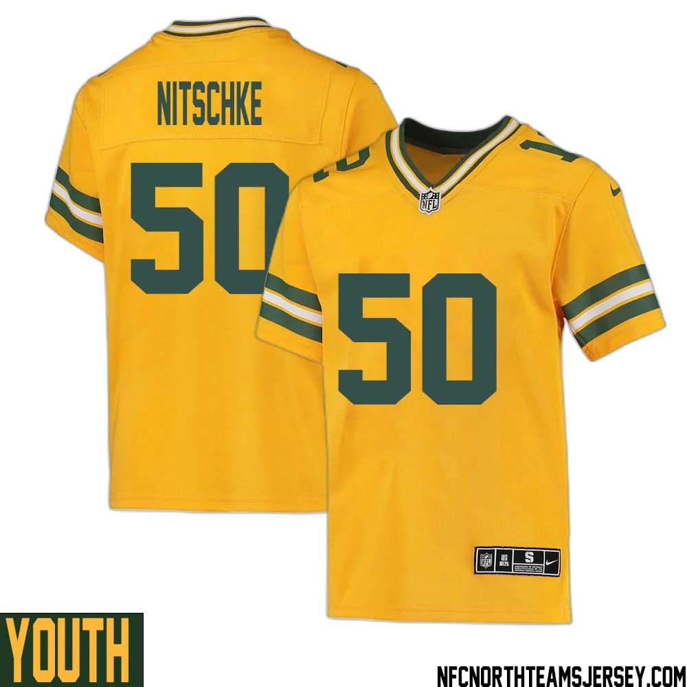 Ray Nitschke No 50 Davante Adams Green Bay Packers Inverted Legend Jersey Gold Youth