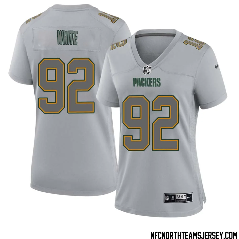 Reggie White No 92 Green Bay Packers Atmosphere Jersey Grey Womens 1