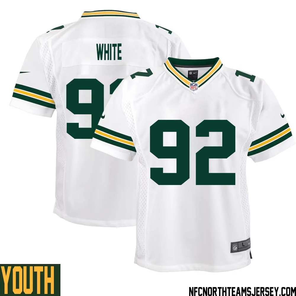 Reggie White No 92 Green Bay Packers Away Game Jersey Youth White 1