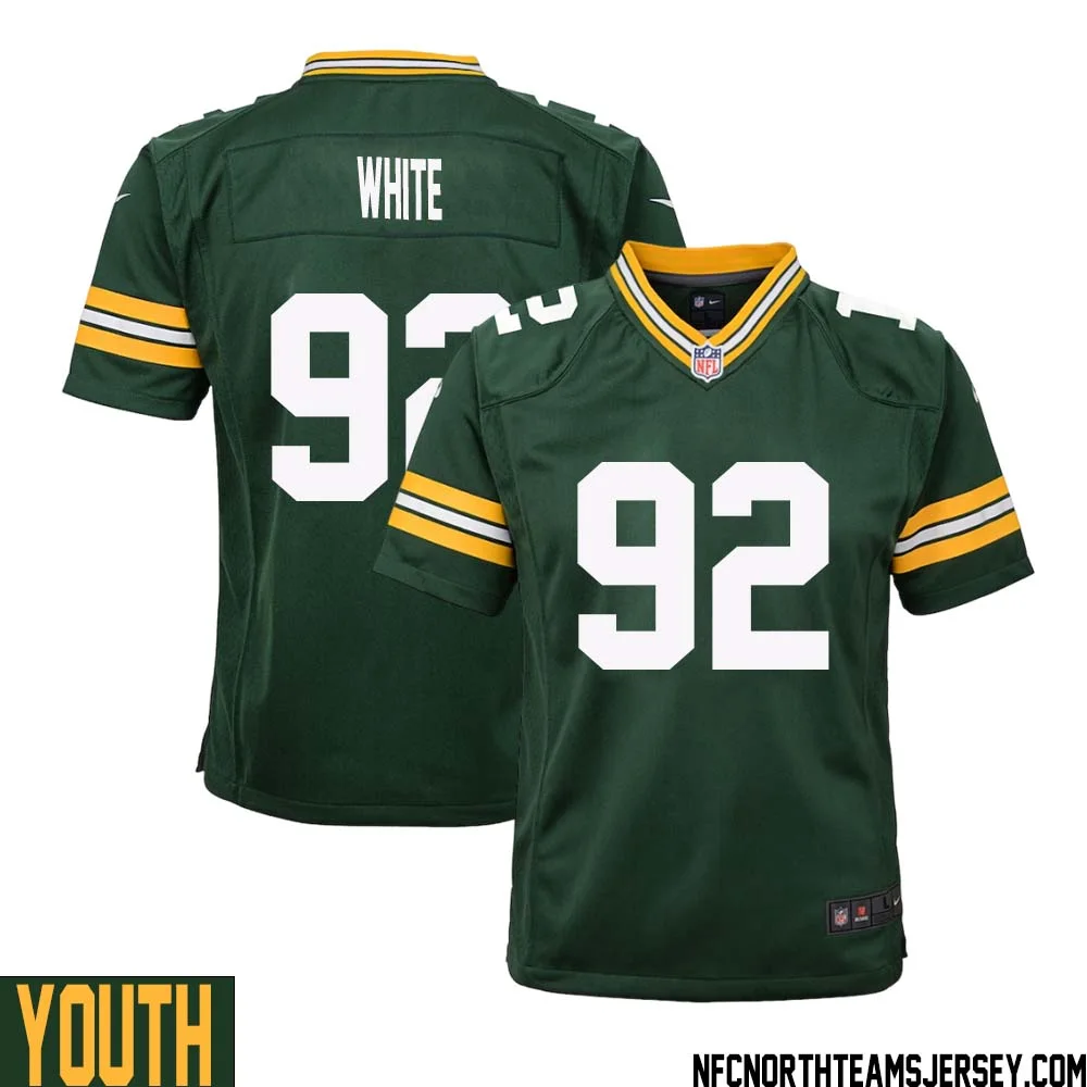 Reggie White No 92 Green Bay Packers Home Game Jersey Youth