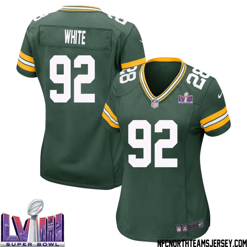 Reggie White No 92 Green Bay Packers Super Bowl LVIII Home Game Jersey Womens 1