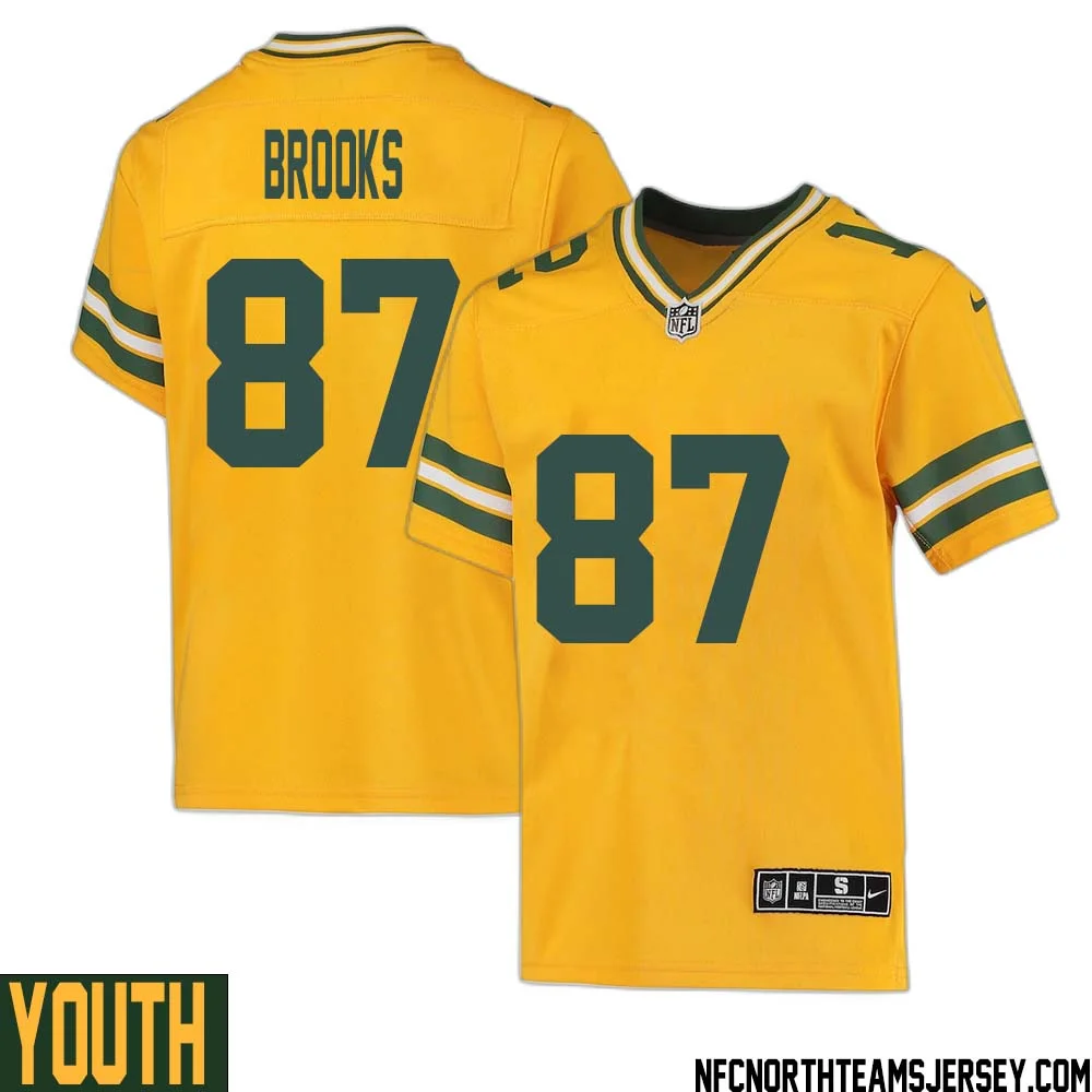 Robert Brooks No 87 Davante Adams Green Bay Packers Inverted Legend Jersey Gold Youth