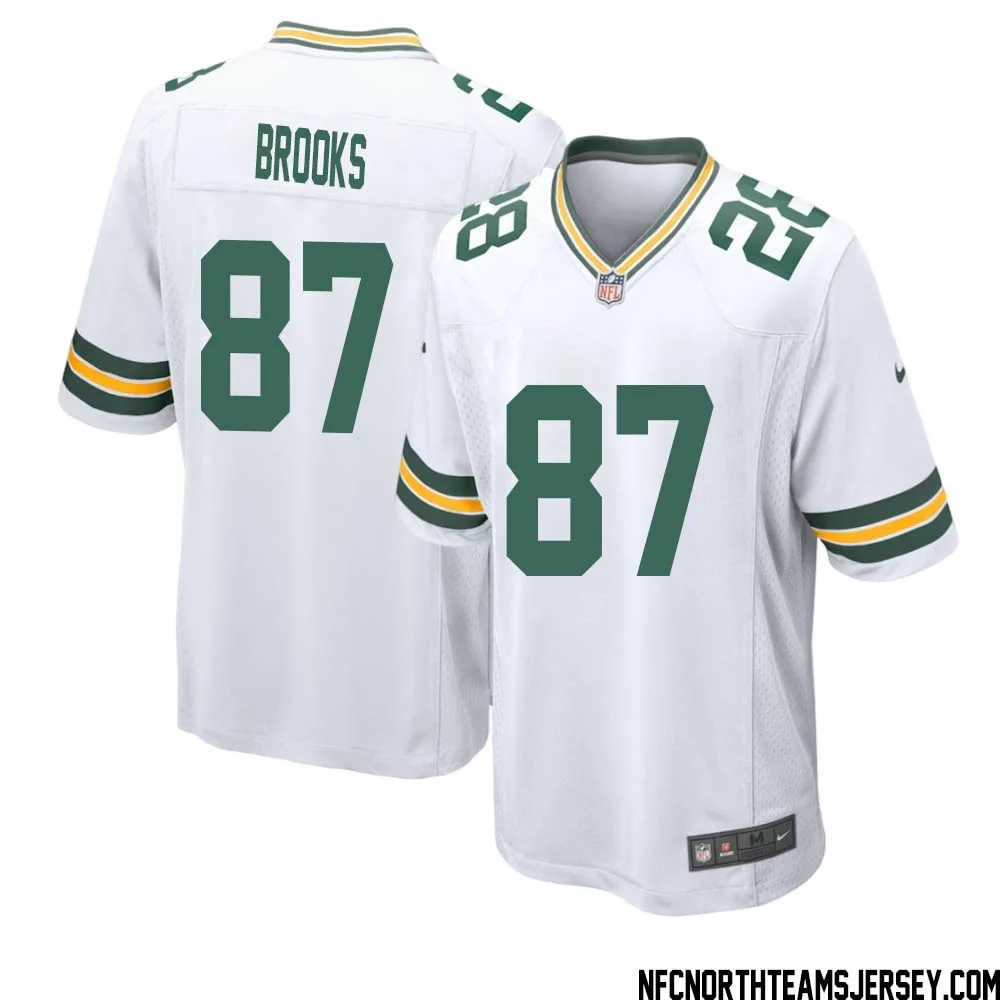 Robert Brooks No 87 Green Bay Packers Away Game Jersey Mens White 1