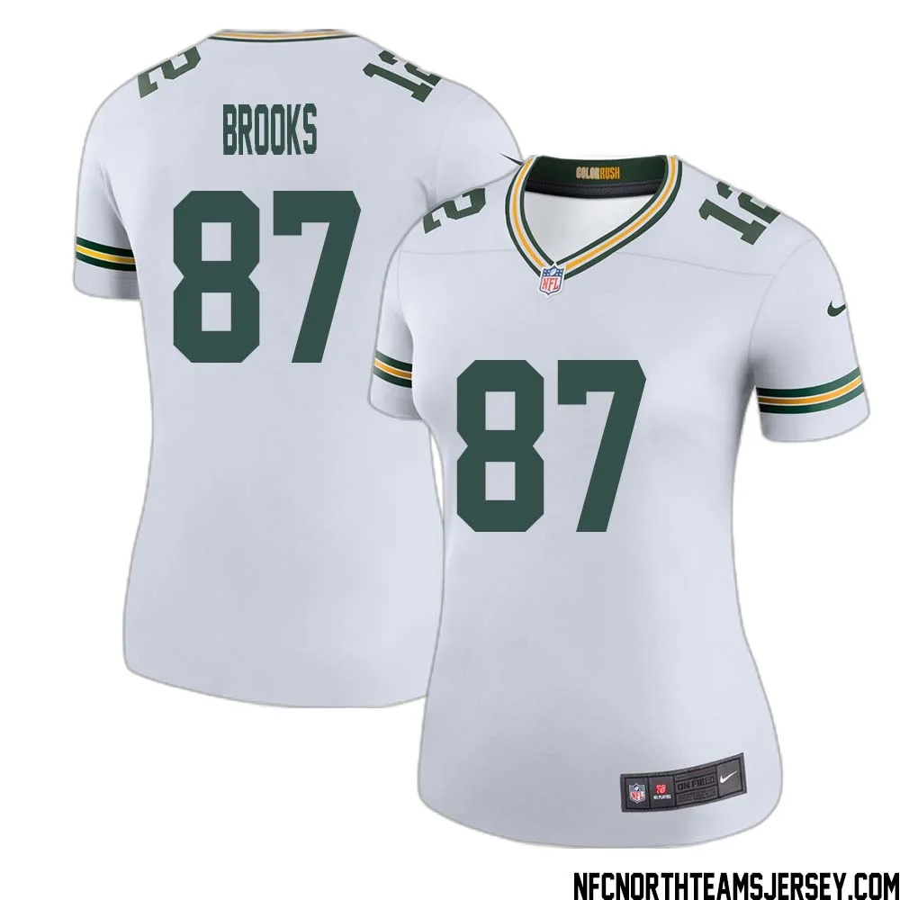 Robert Brooks No 87 Green Bay Packers Color Rush Legend Jersey White Womens 1