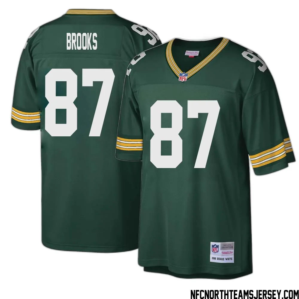 Robert Brooks No 87 Green Bay Packers Mitchell Ness Big Tall 1996 Retired Player Replica Jersey Green 1