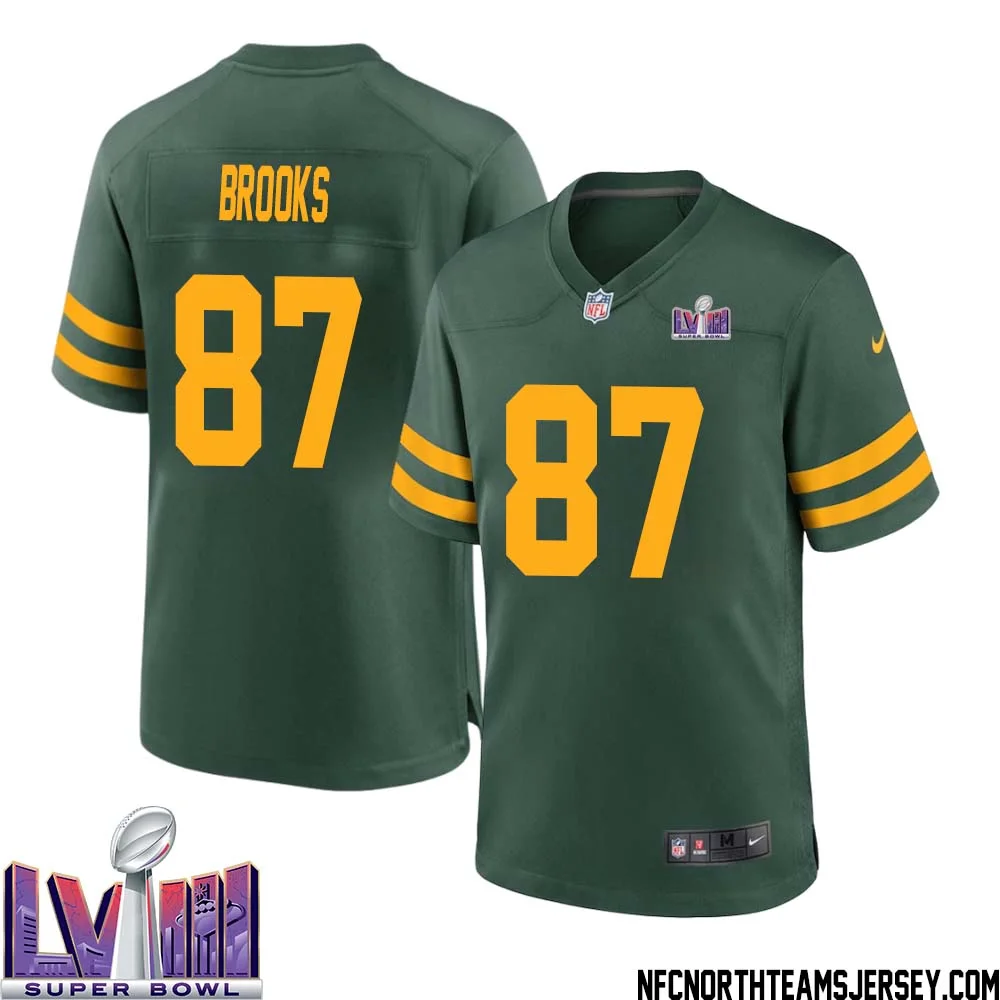 Robert Brooks No 87 Green Bay Packers Super Bowl LVIII Alternate Green Jersey for Men 1