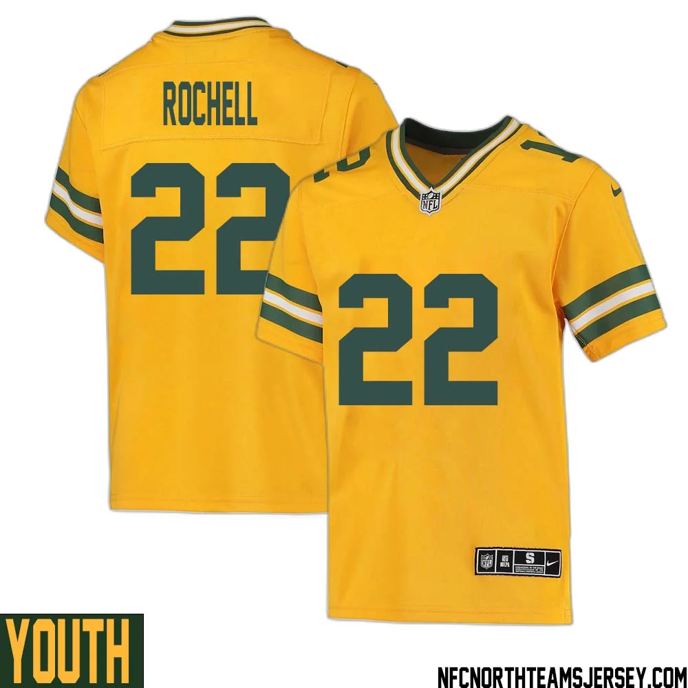 Robert Rochell No 22 Davante Adams Green Bay Packers Inverted Legend Jersey Gold Youth 1