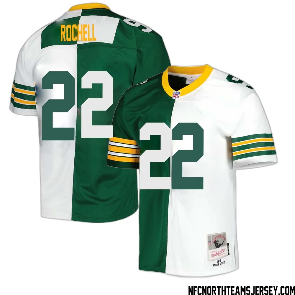 Robert Rochell No 22 Green Bay Packers Mitchell Ness 1996 Split Legacy Replica Jersey Green White