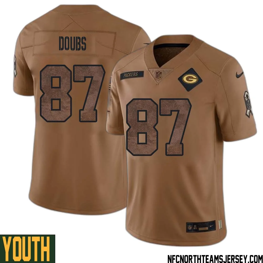 Romeo Doubs No 87 Green Bay Packers 2023 Salute To Service Limited Player Jersey Youth Brown 1