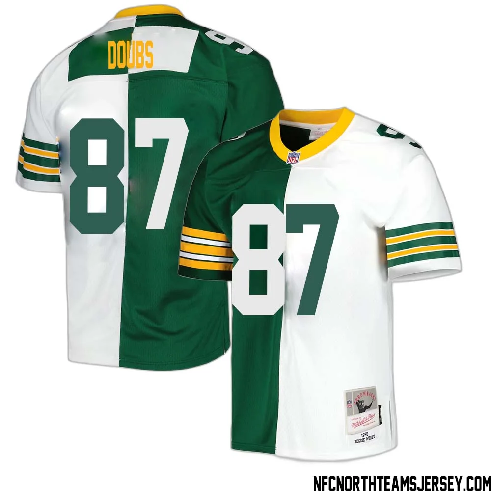 Romeo Doubs No 87 Green Bay Packers Mitchell Ness 1996 Split Legacy Replica Jersey Green White