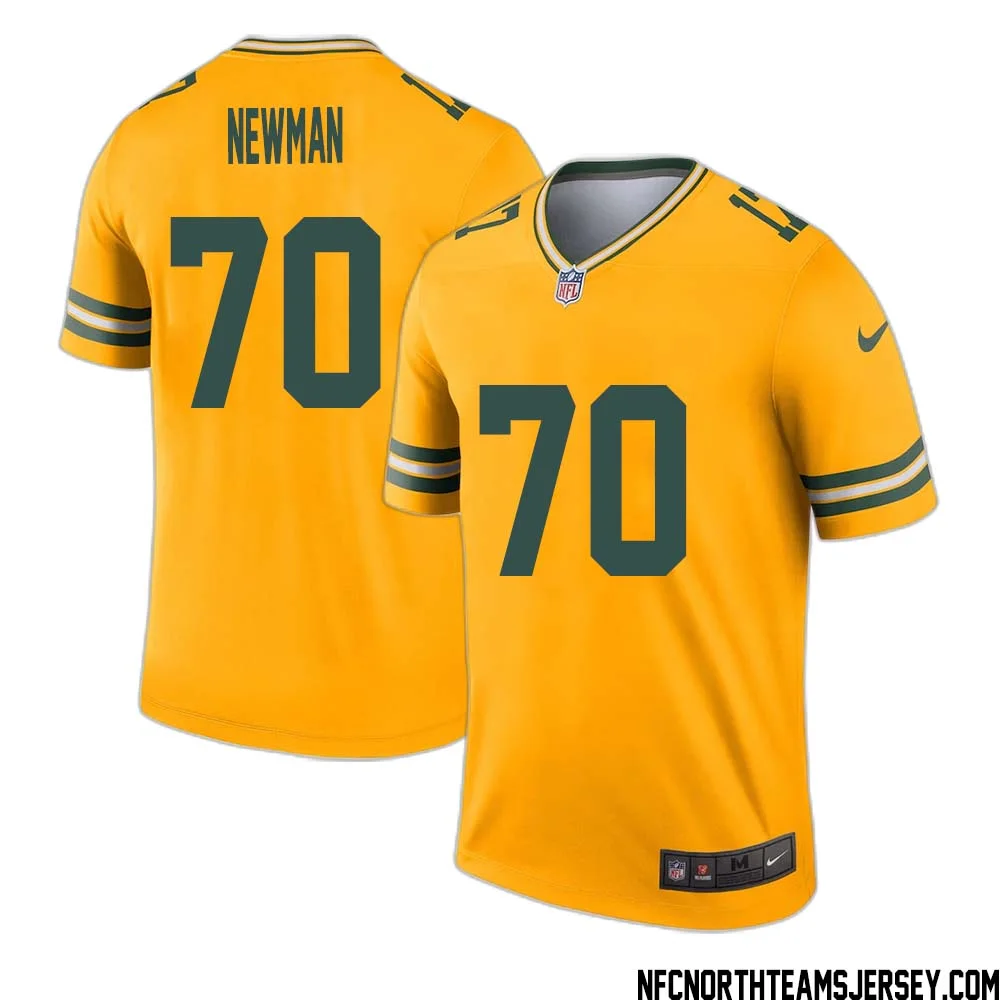 Royce Newman No 70 Davante Adams Green Bay Packers Inverted Legend Jersey Gold 1