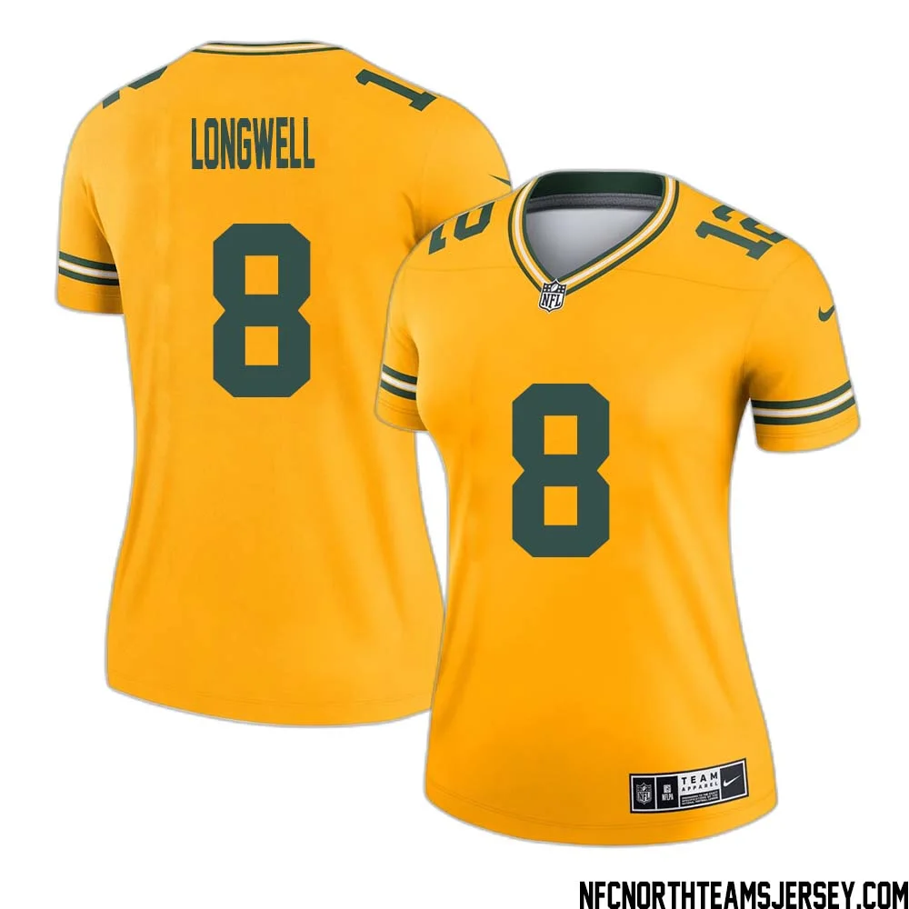 Ryan Longwell No 8 Davante Adams Green Bay Packers Inverted Legend Jersey Gold Women
