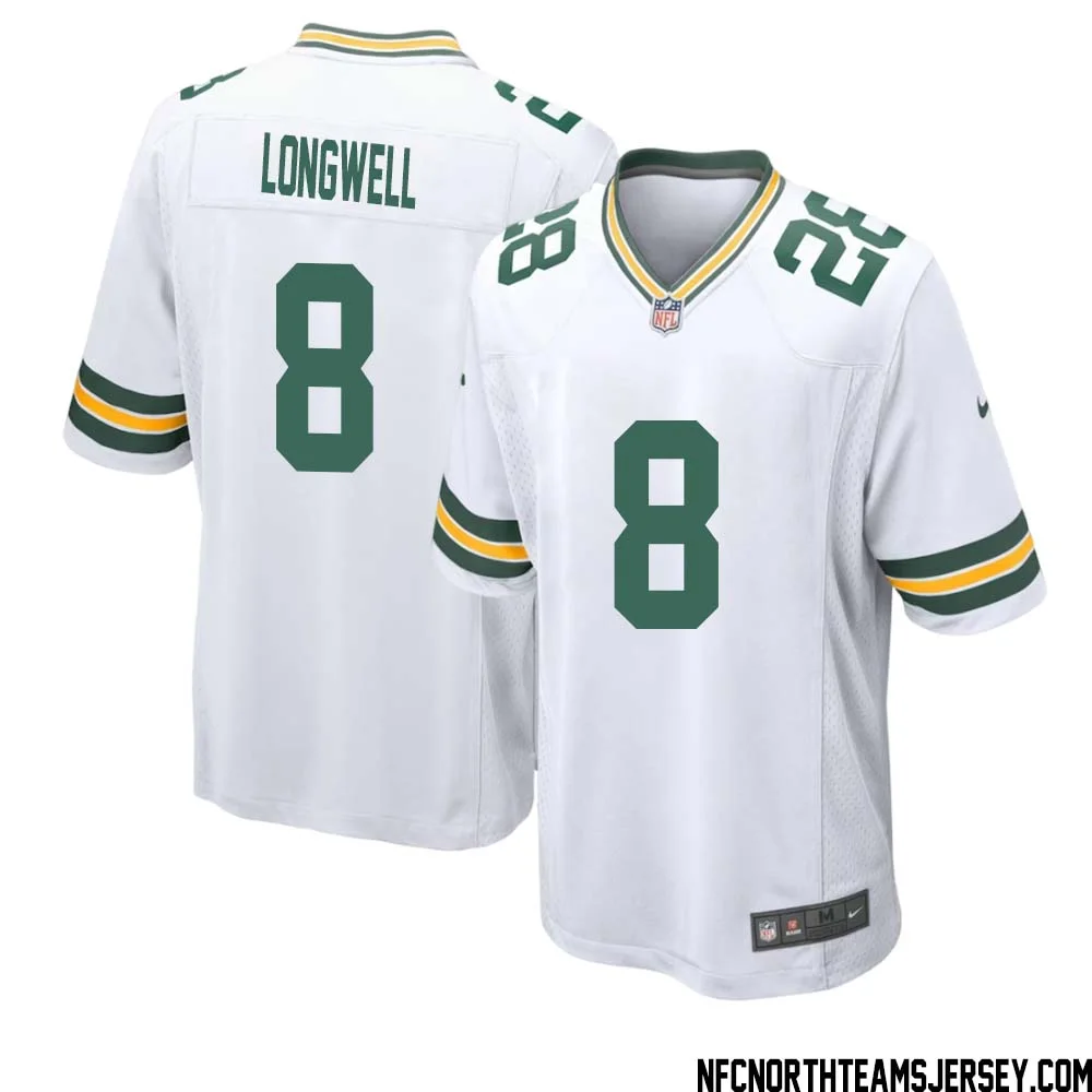 Ryan Longwell No 8 Green Bay Packers Away Game Jersey Mens White 1