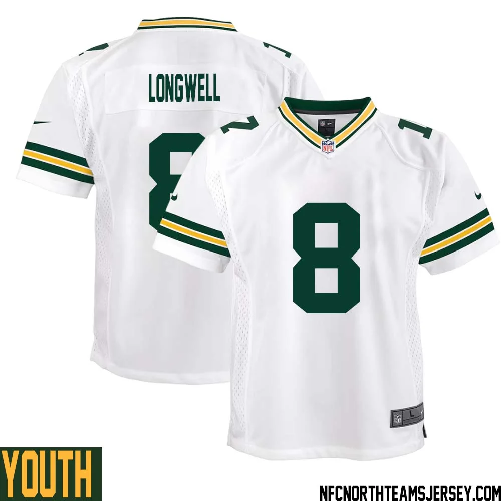 Ryan Longwell No 8 Green Bay Packers Away Game Jersey Youth White 1
