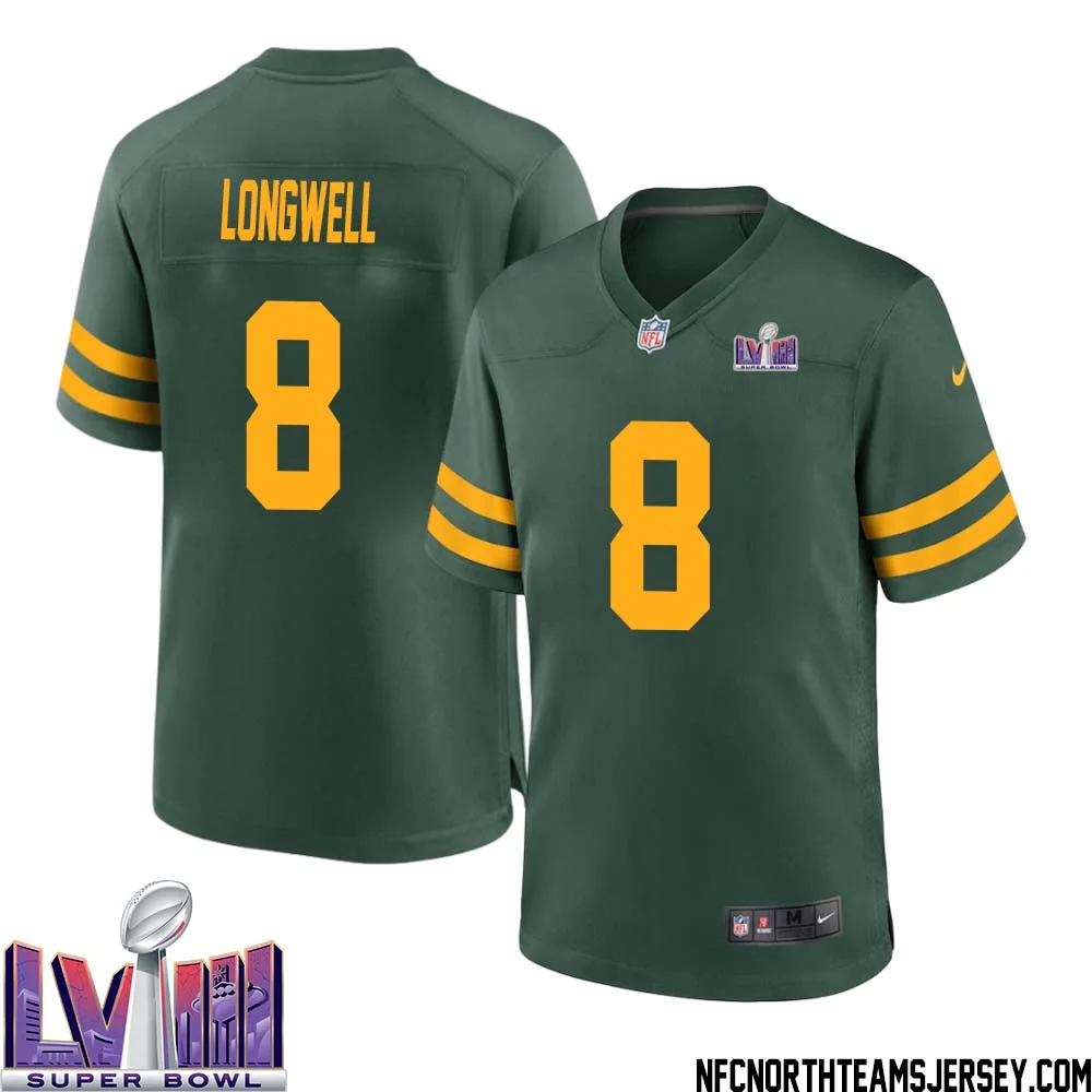 Ryan Longwell No 8 Green Bay Packers Super Bowl LVIII Alternate Green Jersey for Men