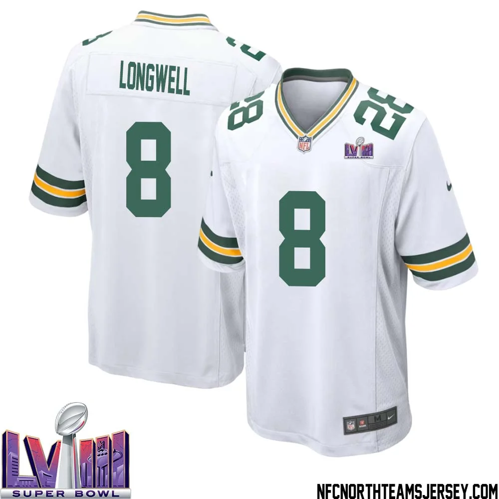 Ryan Longwell No 8 Green Bay Packers Super Bowl LVIII Away Game Jersey Mens White
