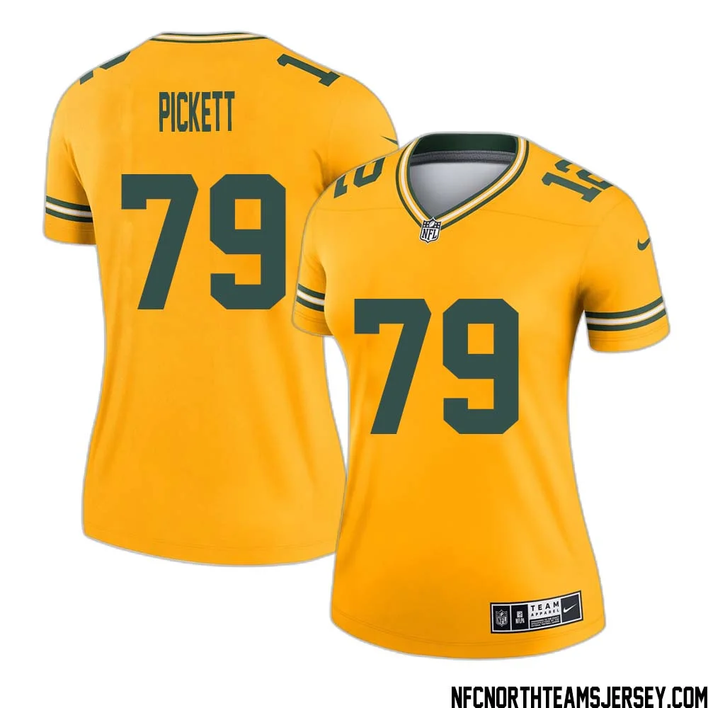 Ryan Pickett No 79 Davante Adams Green Bay Packers Inverted Legend Jersey Gold Women