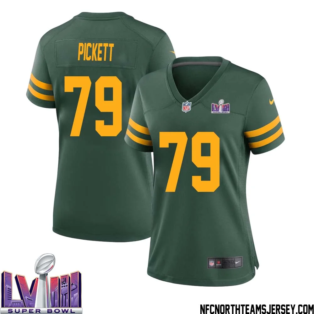 Ryan Pickett No 79 Green Bay Packers Super Bowl LVIII Alternate Green Jersey for Women