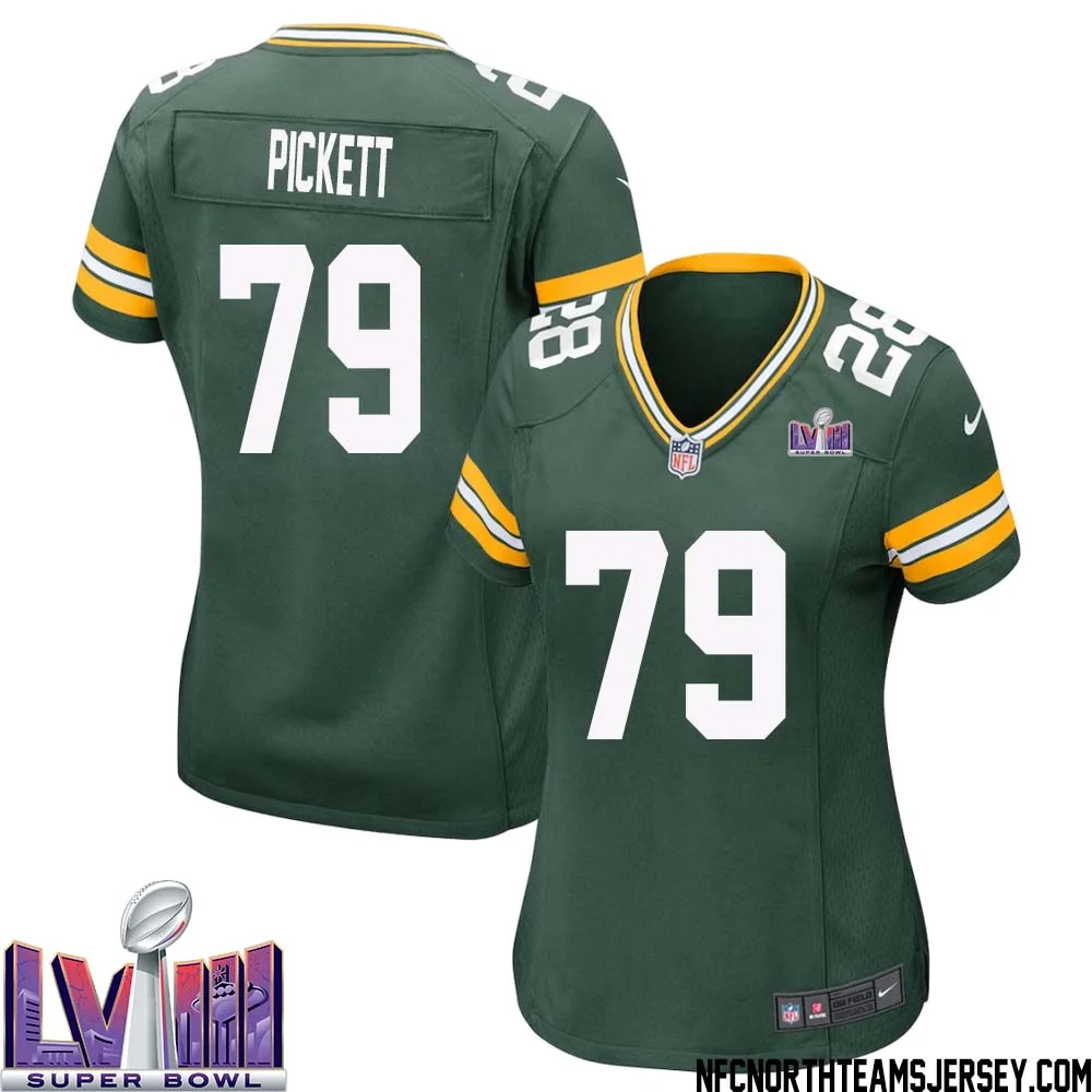 Ryan Pickett No 79 Green Bay Packers Super Bowl LVIII Home Game Jersey Womens 1