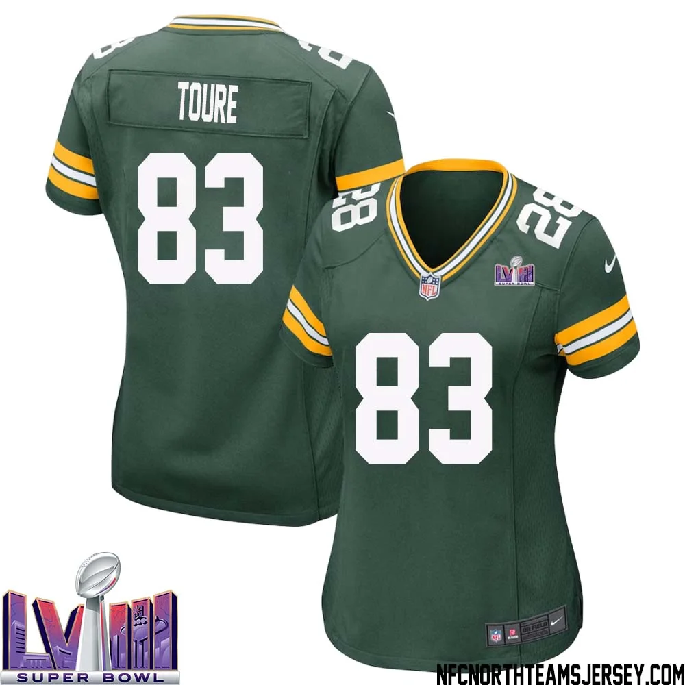 Samori Toure No 83 Green Bay Packers Super Bowl LVIII Home Game Jersey Womens 1