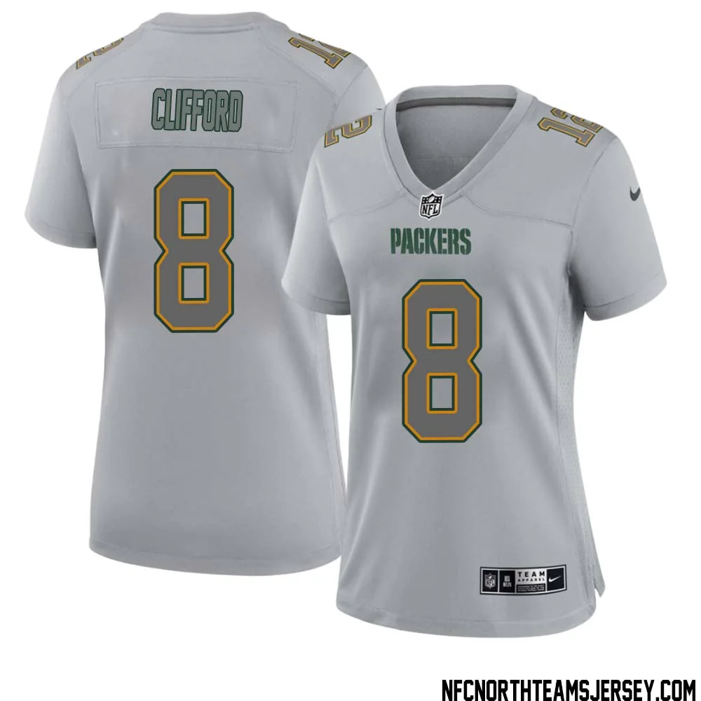 Sean Clifford No 8 Green Bay Packers Atmosphere Jersey Grey Womens