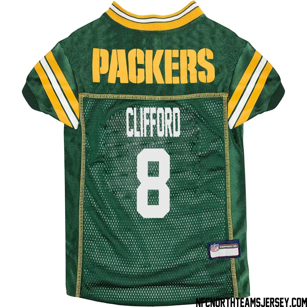 Sean Clifford No 8 Green Bay Packers Dog Jersey Green 1
