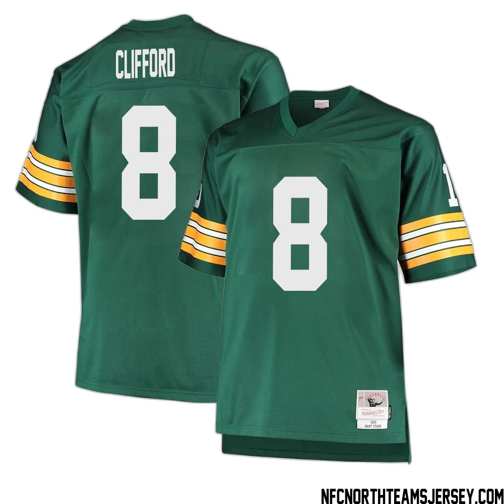 Sean Clifford No 8 Green Bay Packers Mitchell Ness Big Tall 1968 Retired Player Replica Jersey Green