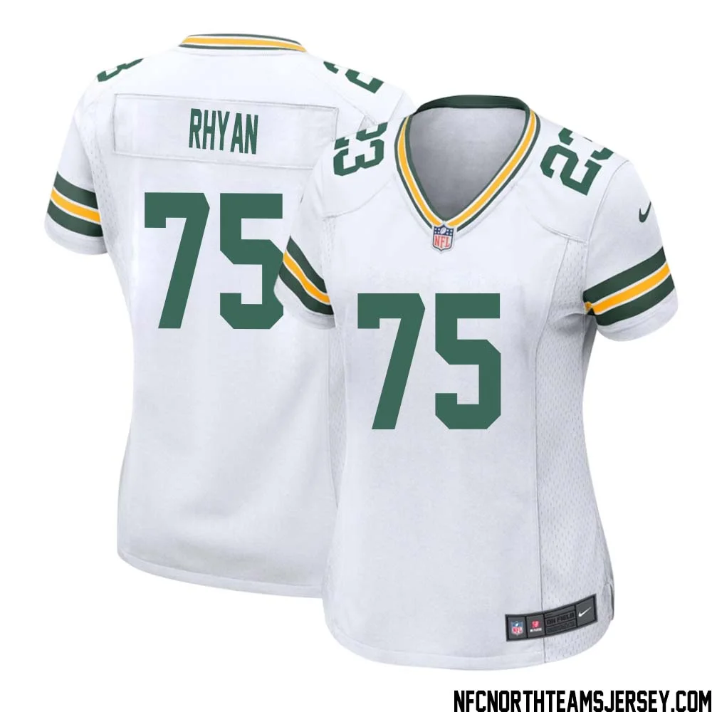 Sean Rhyan No 75 Green Bay Packers Away Game Jersey Womens White 1